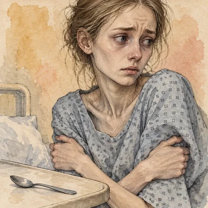 Anorexic Ava — NCLEX story mnemonic character for Anorexia Nervosa: Starvation, Bradycardia & Refeeding Syndrome