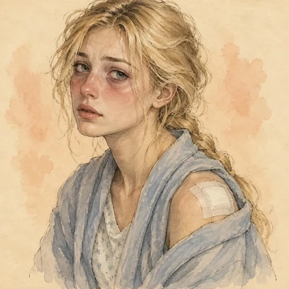 Burned Bella — NCLEX story mnemonic character for Burns & Fluid Resuscitation