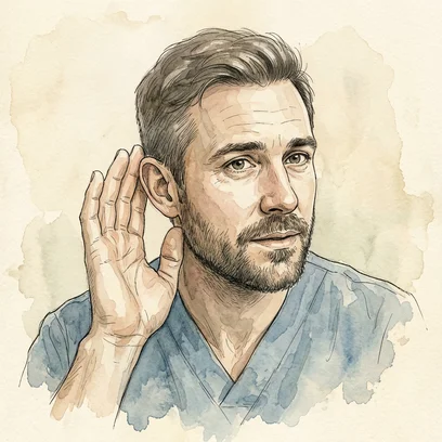 Listening Theo — NCLEX story mnemonic character for Therapeutic Communication: What to Say, and What Never to Say
